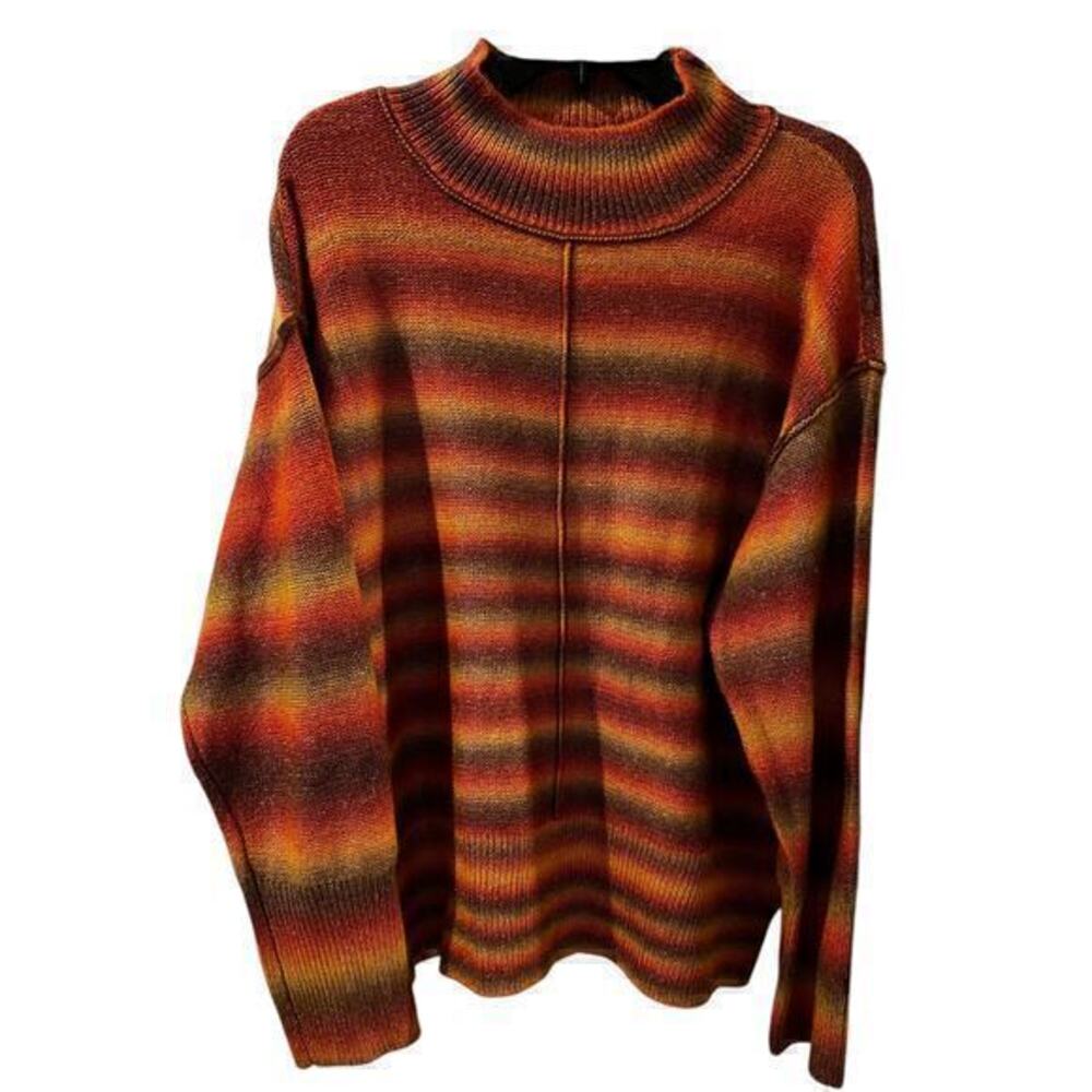 Beach Lunch Lounge Shadow Wool Blend Mock Turtleneck Ombre Sweater Plus 20 2XL